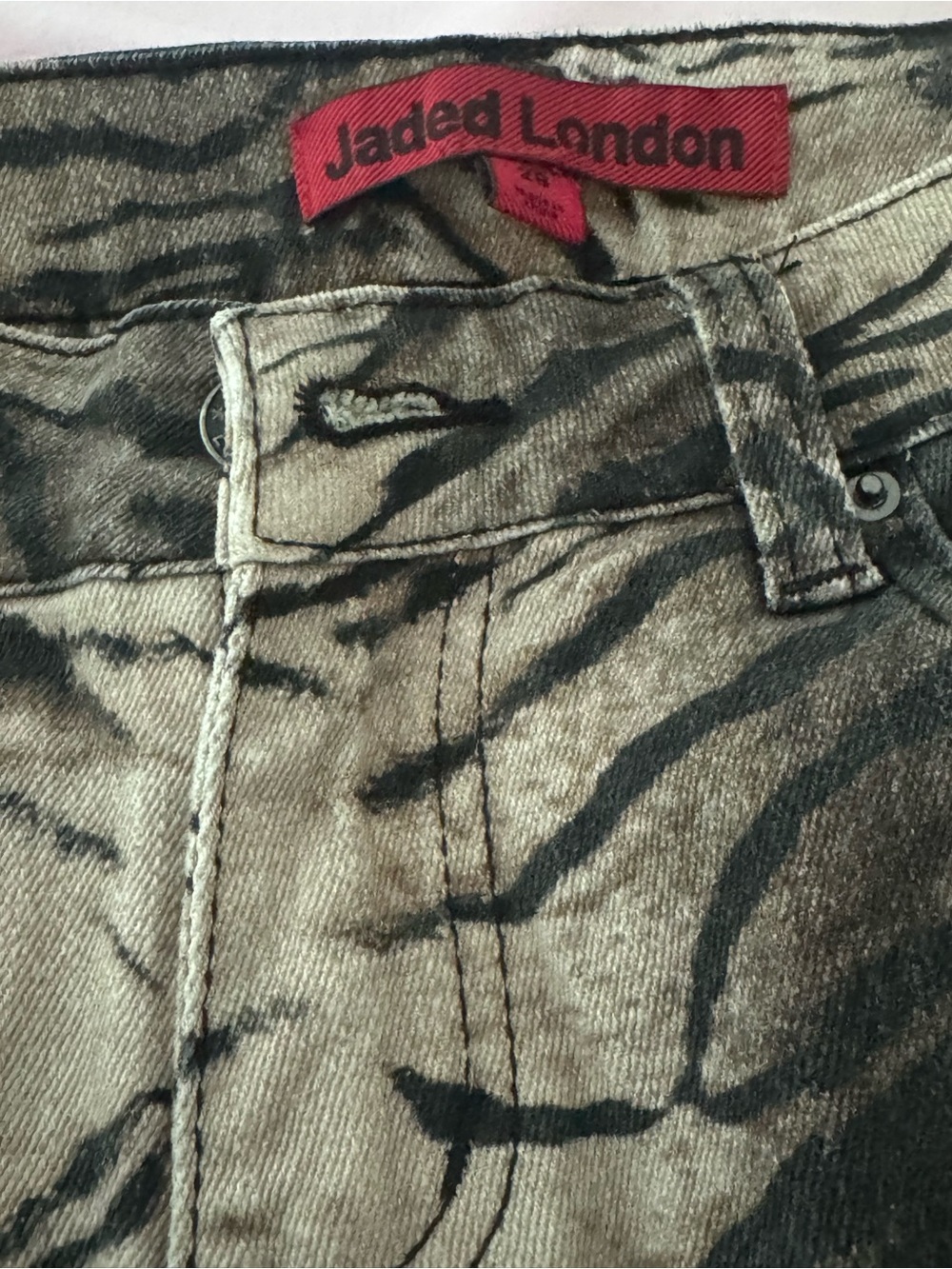 Jaded London Gray Tiger-Print Flared Jeans - Picture 2 of 3